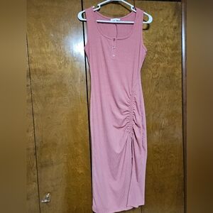 Sleeveless Pink Ruched Dress
